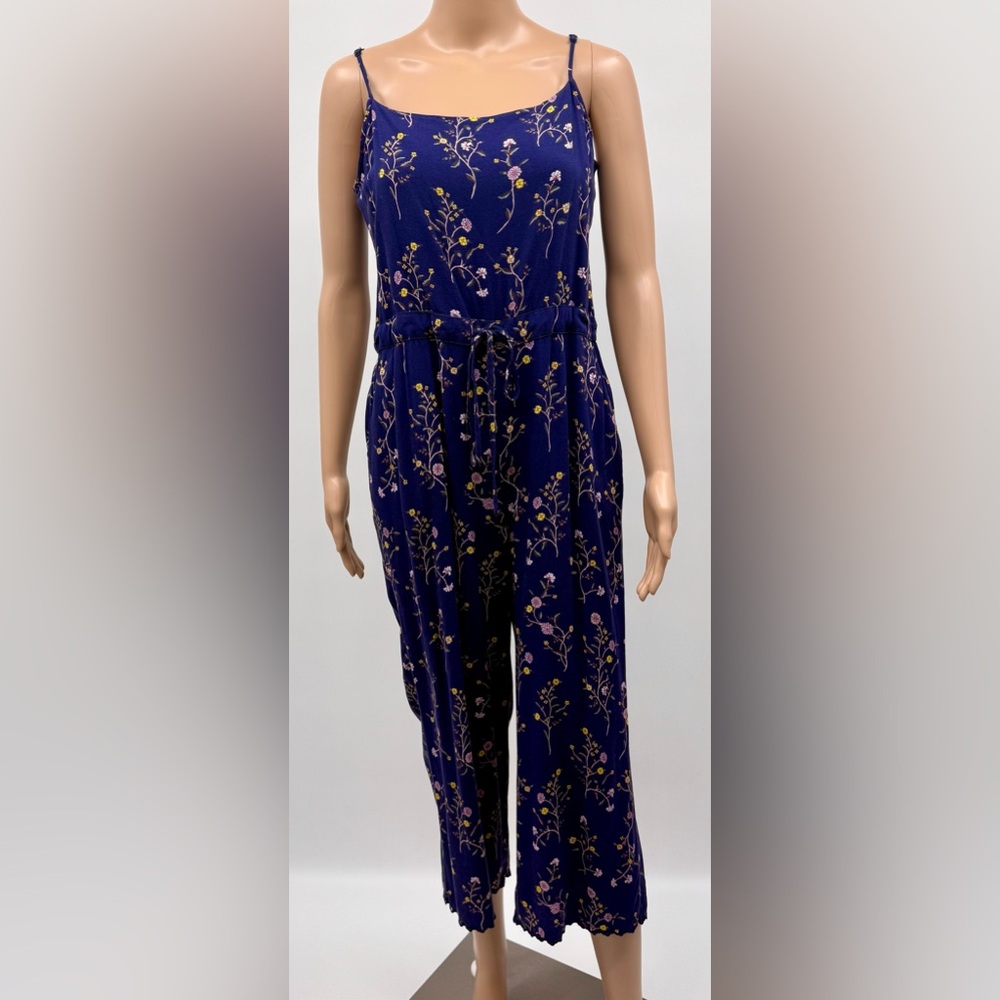 Anthropologie Tavik Sleeveless Floral Jumpsuit Tie Waist Boho Wide Leg SZ SM